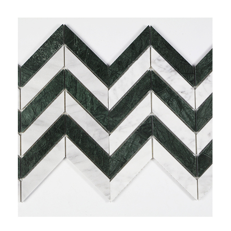 Hight Quality Fishbone Chevron White Marble Floor Tile Stone Mosaic Tiles Backsplash For Home Decor