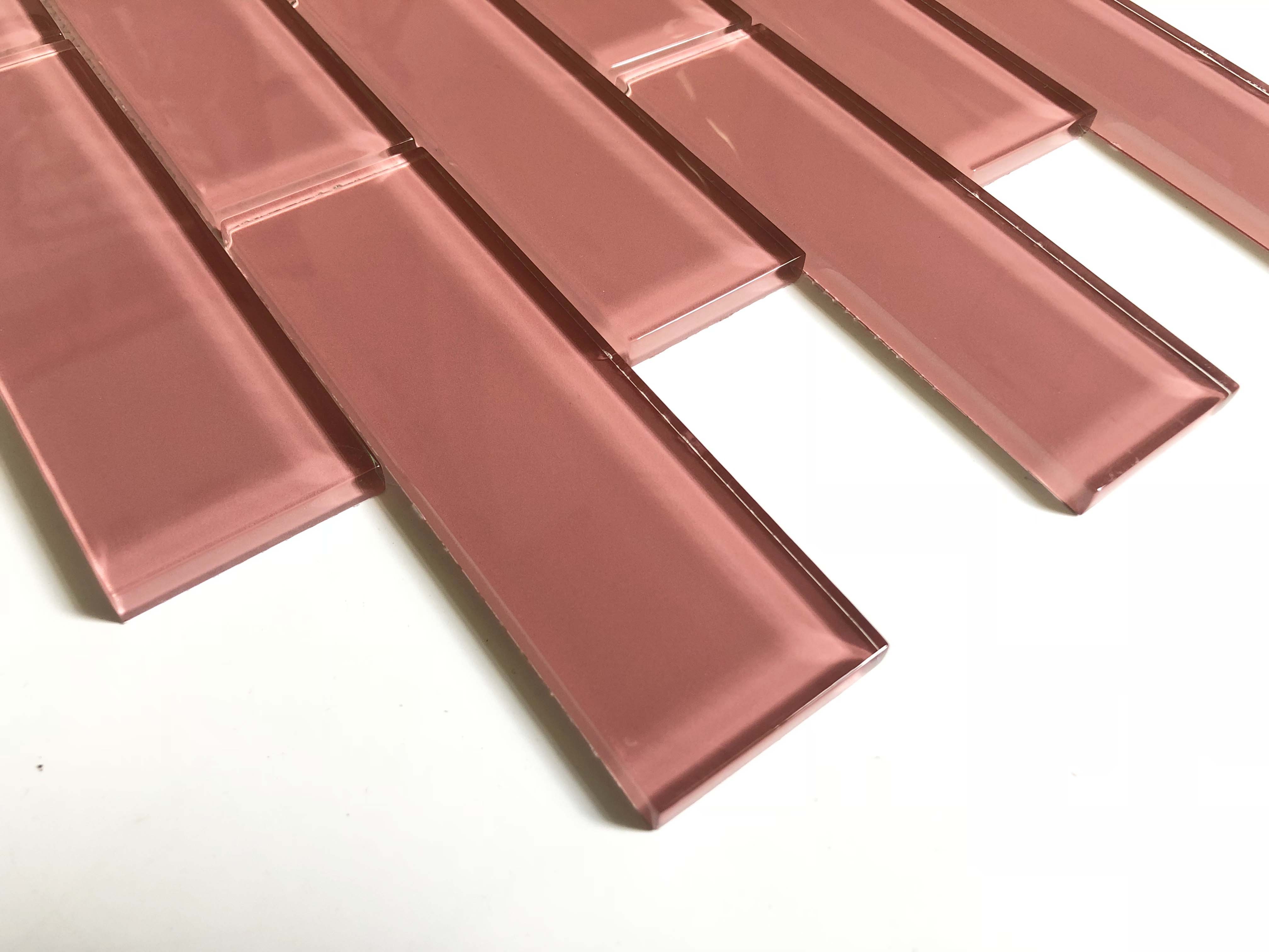 2019 hot sale pink glass mosaic wall backsplash tile for sale