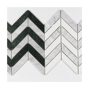 Hight Quality Fishbone Chevron White Marble Floor Tile Stone Mosaic Tiles Backsplash For Home Decor