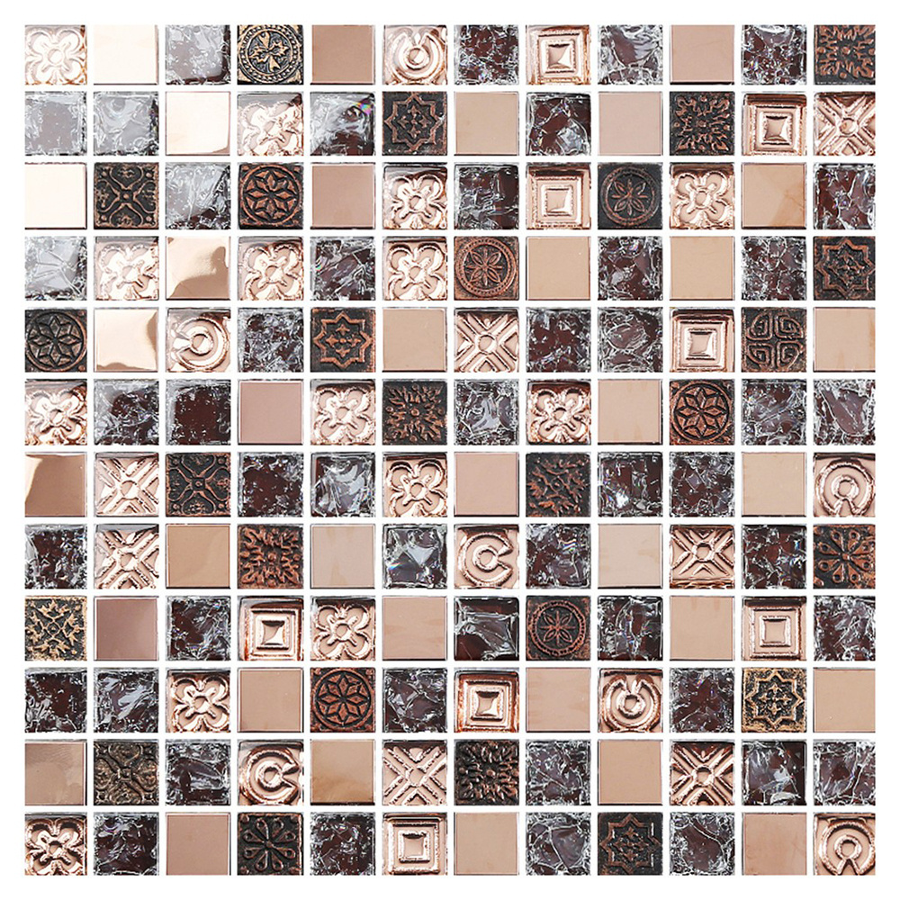 Fashion crystal glass mosaic wall decoration metal mix stone resin mosaics for kitchen backsplash