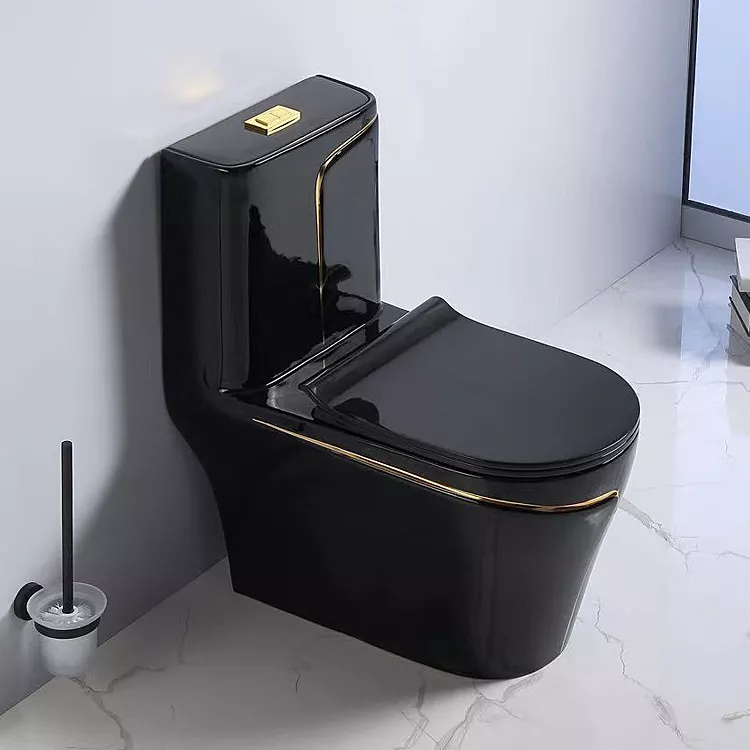 Fashion Design Ceramic Grey One Piece Toilet Powerful Flush Floor Mounted wc Color Toilet