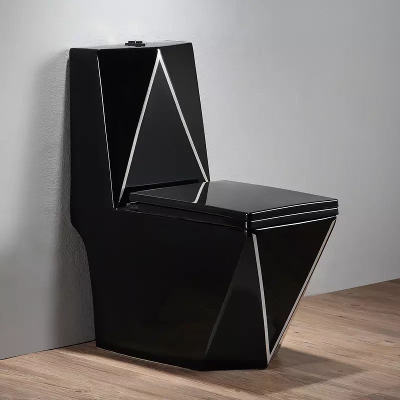 New Design Floor Mounting Diamond Shape Toilet Sets Bathroom Luxury Design Black Toilet Bowl For Hotel