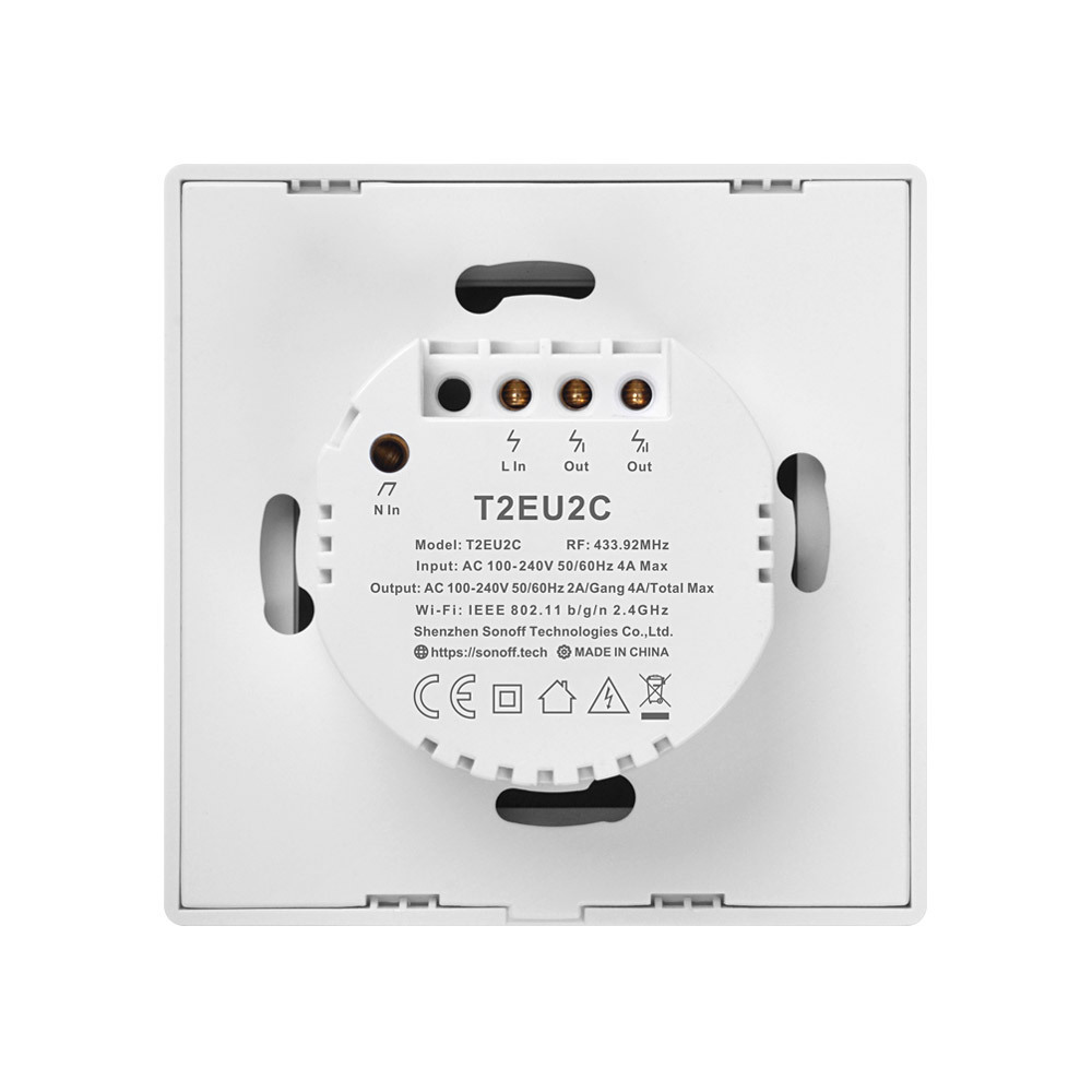 SONOFF T2 EU 2C TX Wifi/RF Remote Control Power Switch 2 Gang Wall Touch Light Switch Smart Home home automation system