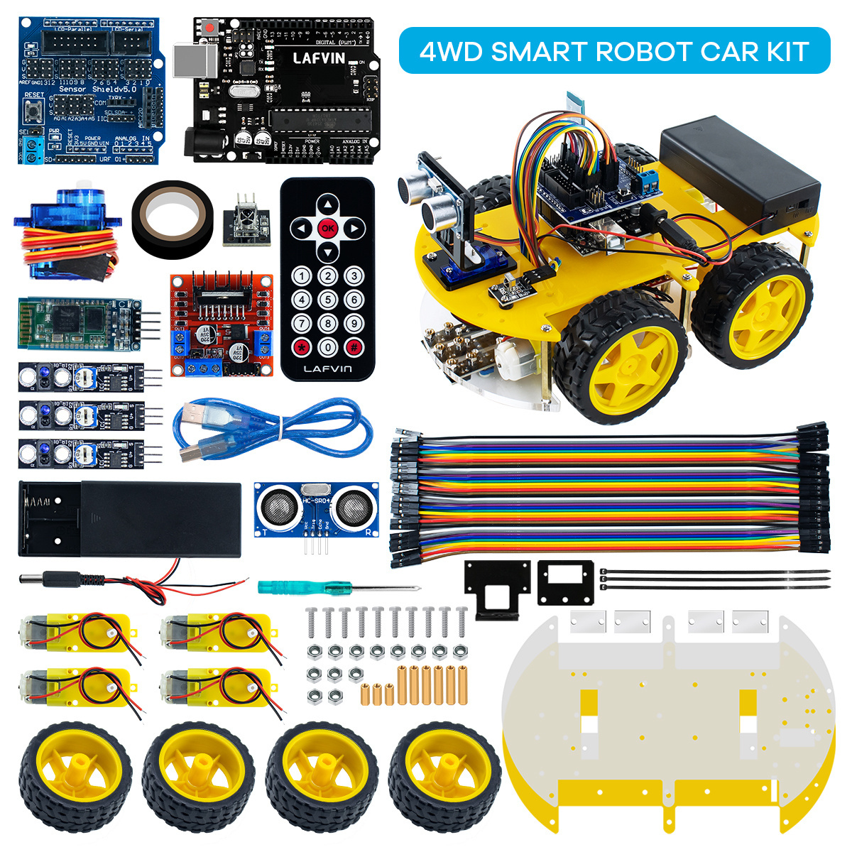 Multi-function 4WD Robot Car Kits Ultrasonic Module Robot Car Assembly Kit for arduino