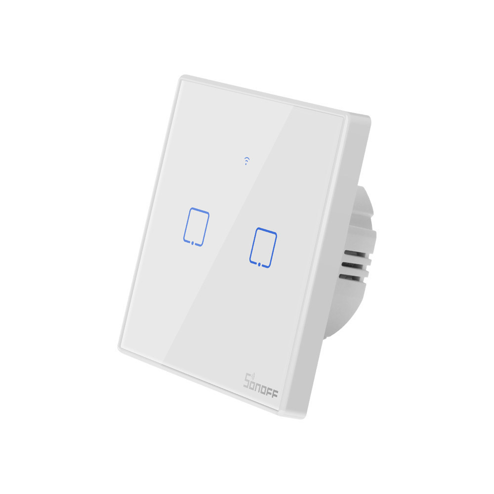 SONOFF T2 EU 2C TX Wifi/RF Remote Control Power Switch 2 Gang Wall Touch Light Switch Smart Home home automation system