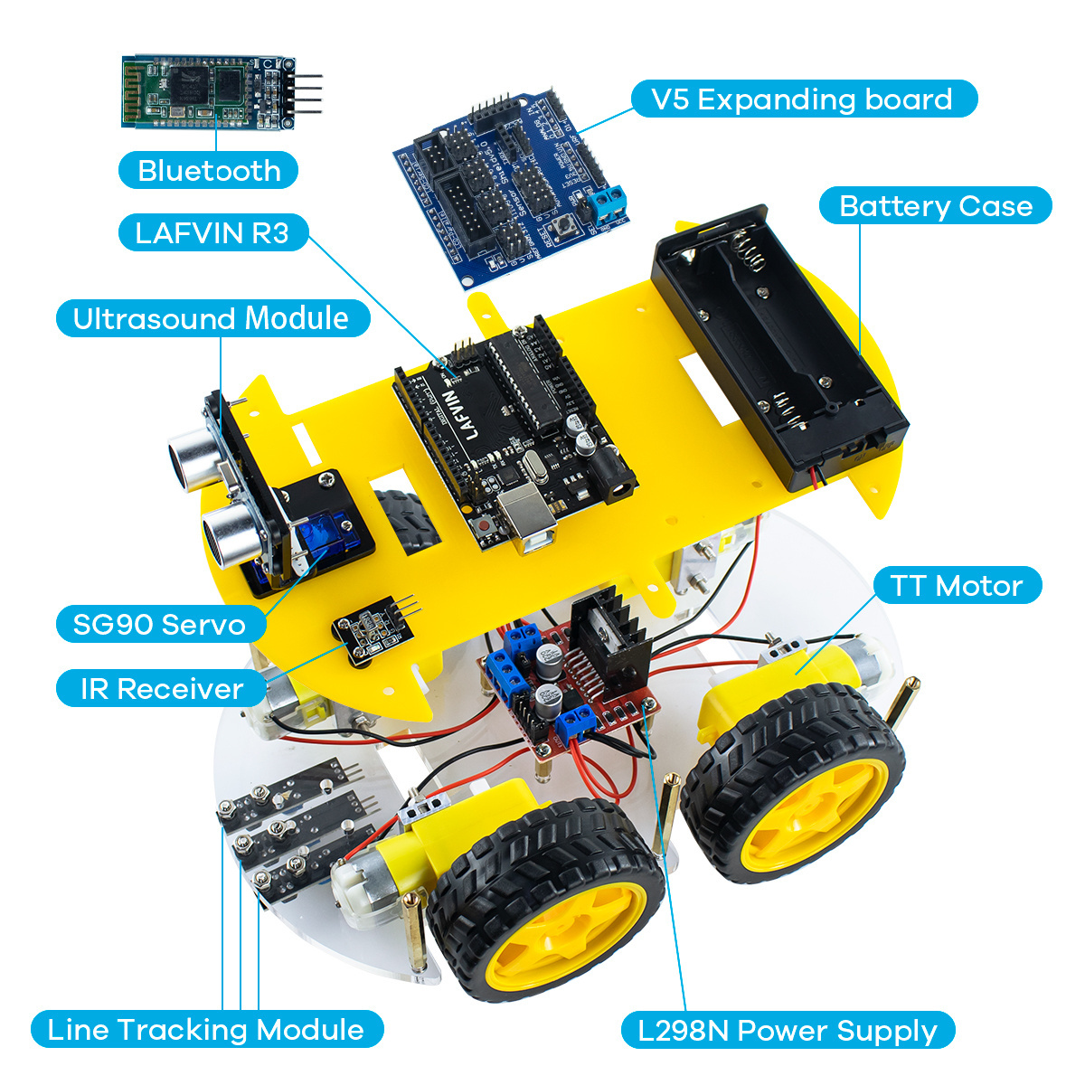 Multi-function 4WD Robot Car Kits Ultrasonic Module Robot Car Assembly Kit for arduino