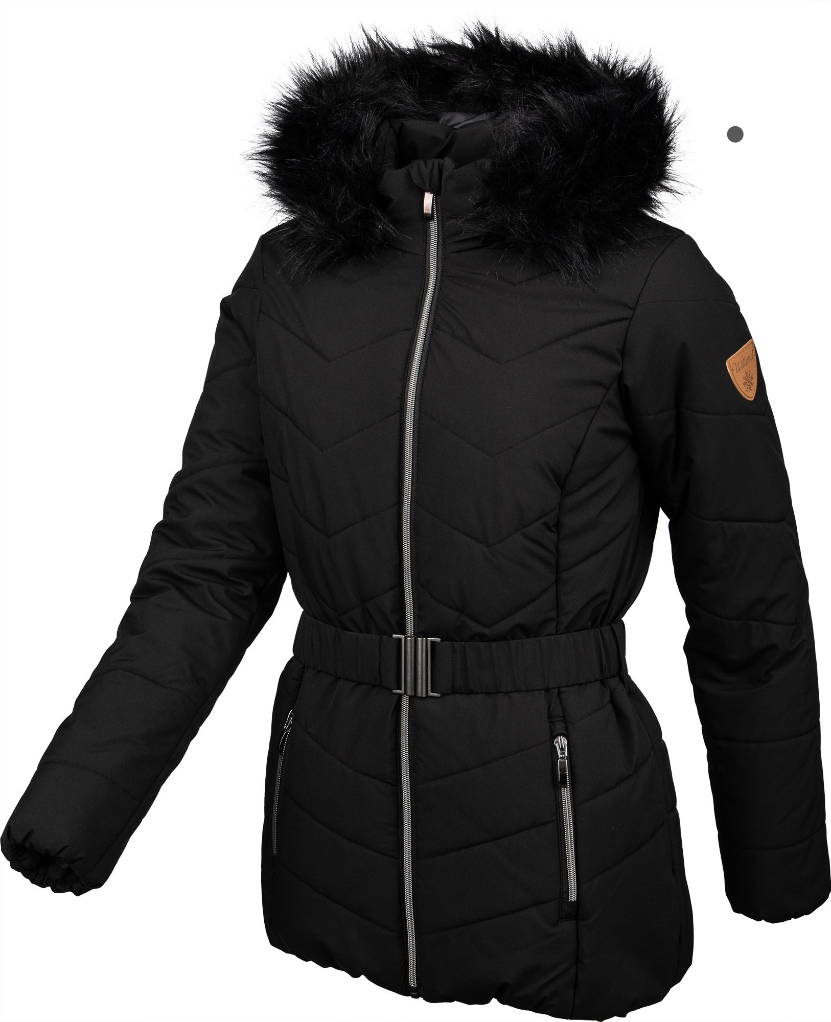 black cat fur women cheap price better fit New season ladies down fashion jacket winter jacket  with waist belt