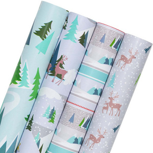 Christmas Ice Print Custom Wrapping Paper Wholesale Beautiful Gift Wrap Paper Roll Set Christmas Wrapping Paper For Gift