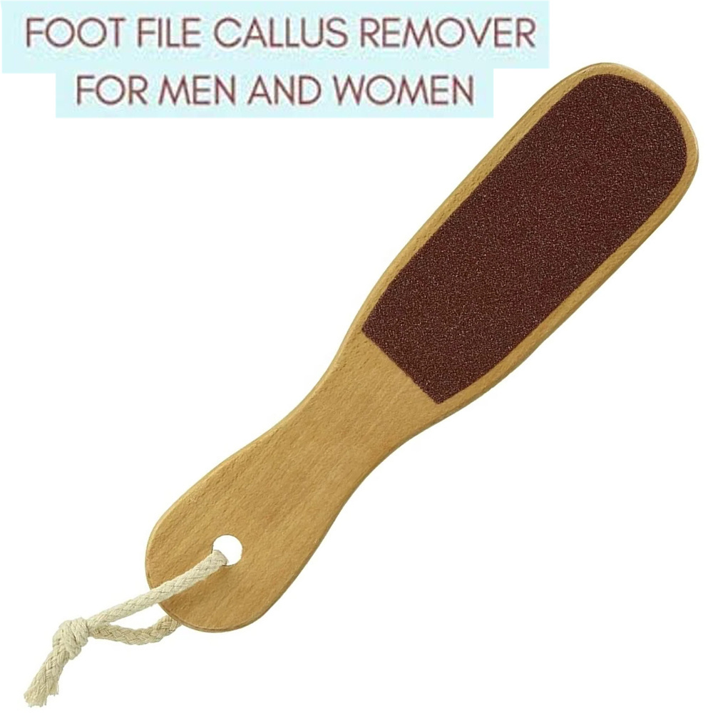 Factory Wholesale Small Handle Wooden Foot Rasp Callus Remover Double Sided Sandpaper Pedicure Tool Feet Clean Scrubber