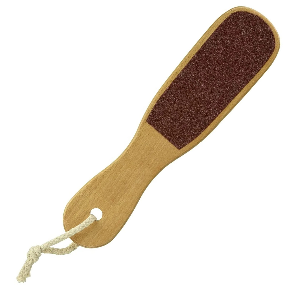 Factory Wholesale Small Handle Wooden Foot Rasp Callus Remover Double Sided Sandpaper Pedicure Tool Feet Clean Scrubber