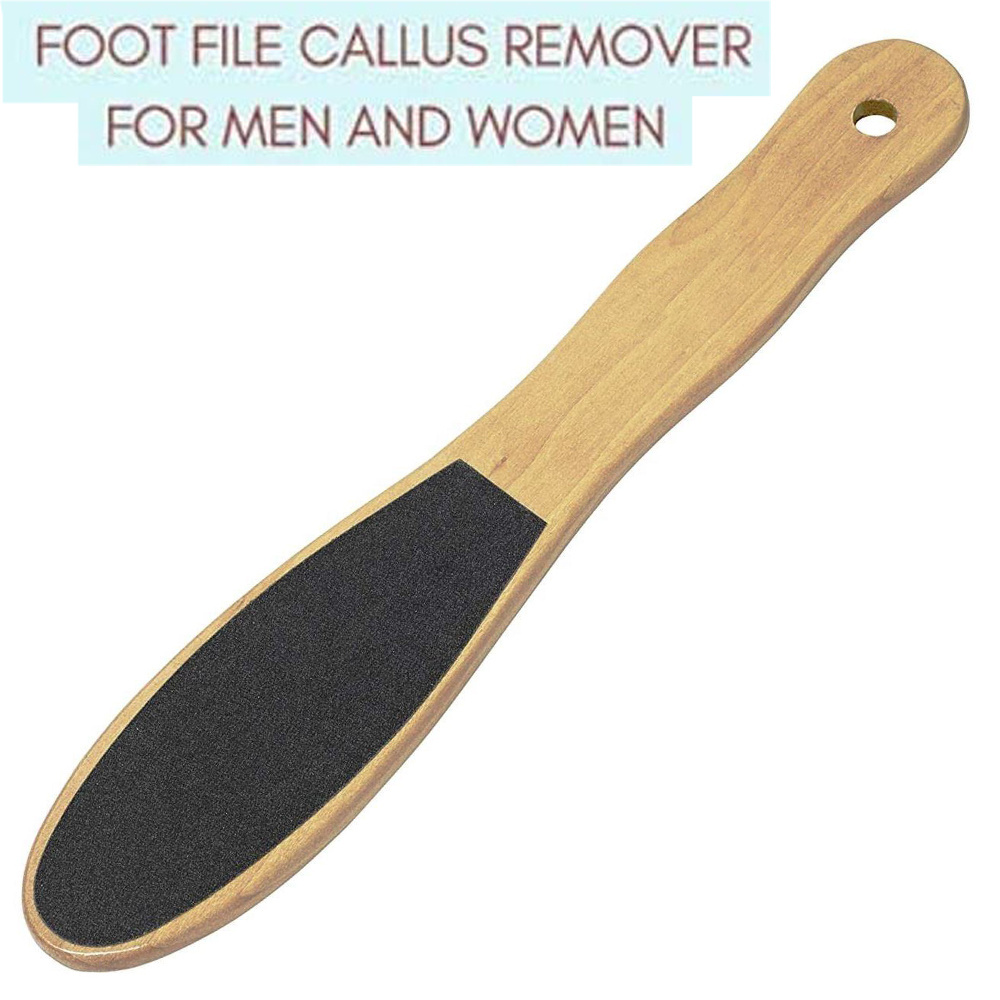 Factory Wholesale Long Handle Wooden Foot File Callus Remover Double Sided Sandpaper Pedicure Tool Feet Clean Scrubber