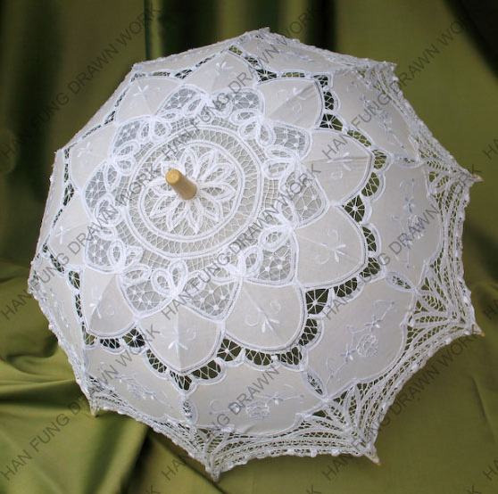 Wedding Decoration Bride Handmade Victorian Battenburg Parasol Lace Umbrella