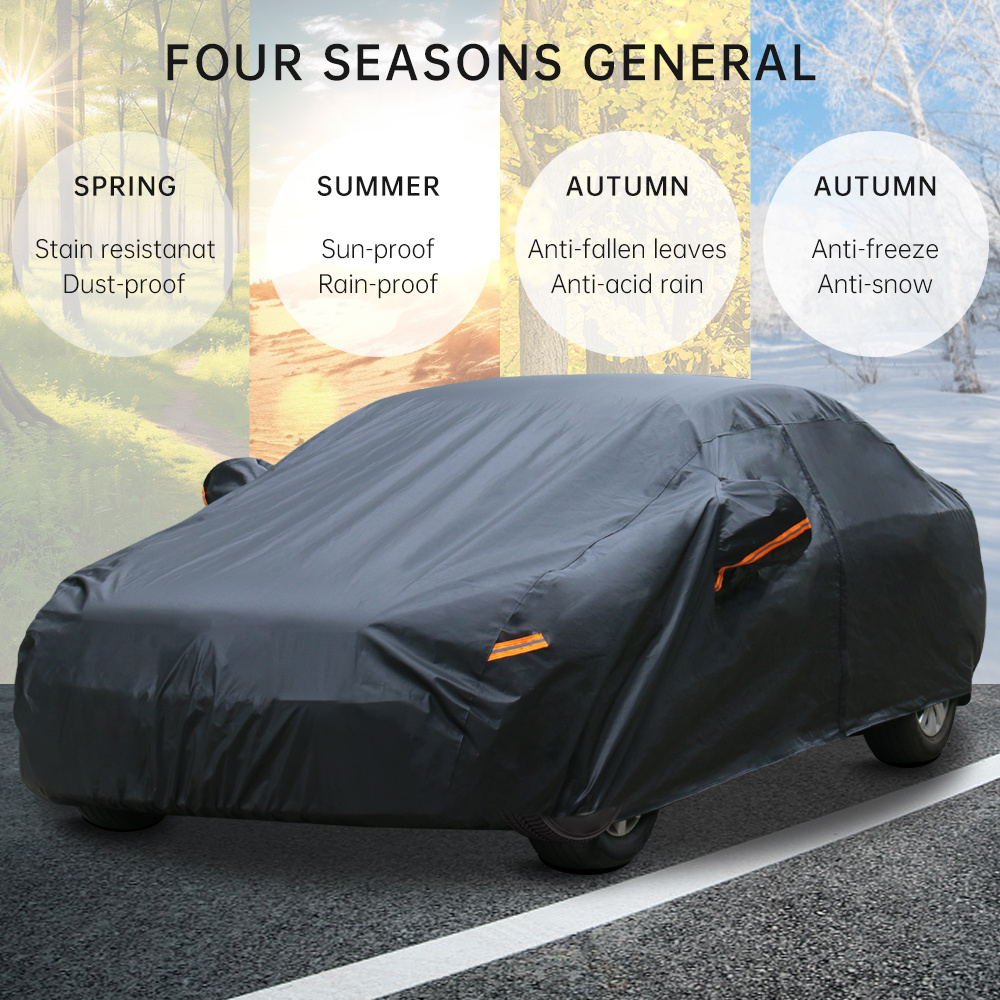 All Weather Waterproof UV Protection Dust Protection PE Black Universal Car Cover