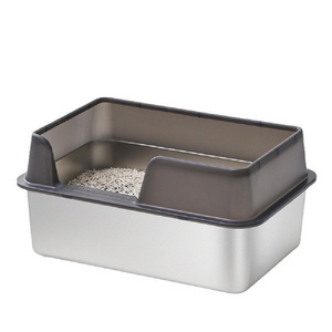 Stainless Steel Semi Enclosed Cat Litter basin Litter Box for Big Cats Easy Cleaning Litter box