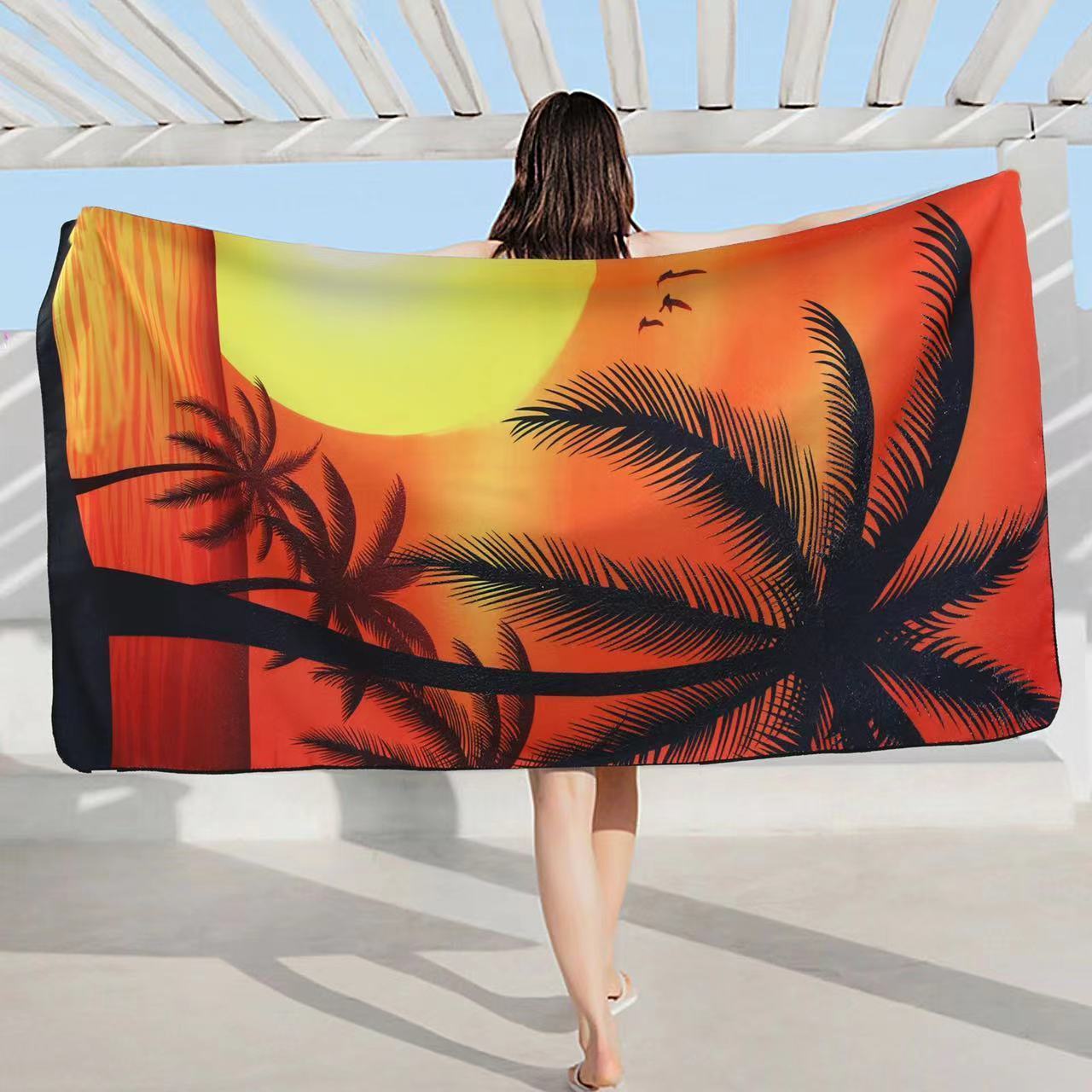 China wholesale Hawaiian style custom print beach towel 70*150 cm for summer  microfiber sand free beach towels