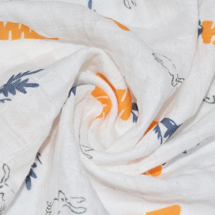 Custom Printed Baby Shower Gift 100% Organic Cotton Gauze Baby Cover Muslin Newborn Baby Swaddle Blanket