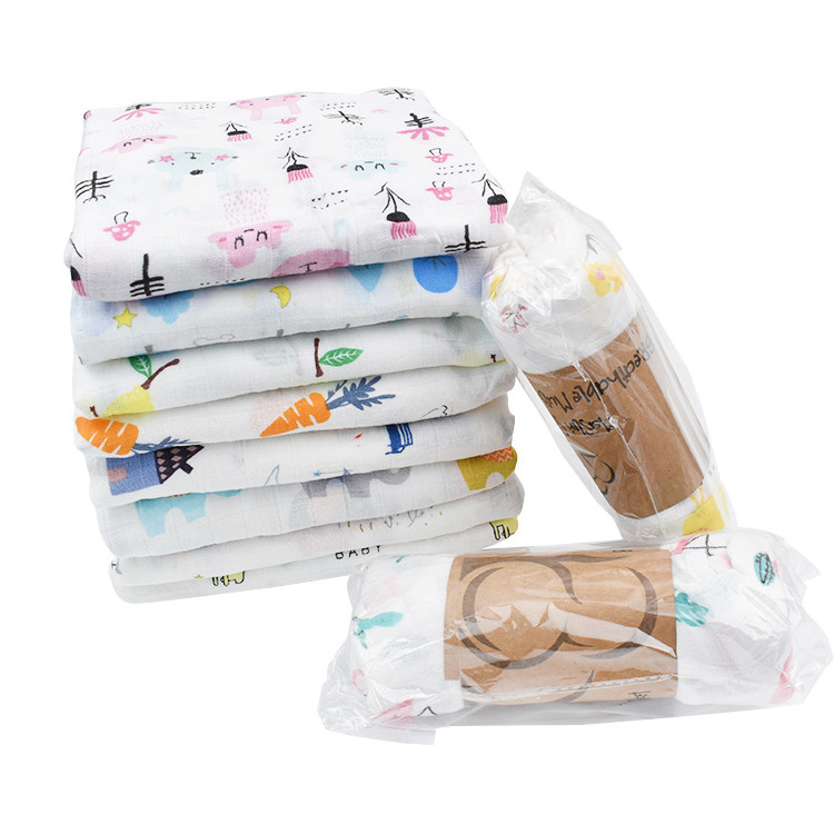 Custom Printed Baby Shower Gift 100% Organic Cotton Gauze Baby Cover Muslin Newborn Baby Swaddle Blanket