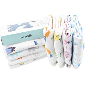 Custom Printed Baby Shower Gift 100% Organic Cotton Gauze Baby Cover Muslin Newborn Baby Swaddle Blanket