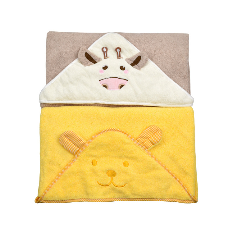 Low Price Cute 3D animal wearable hooded baby bath towel blanket for softer skin care