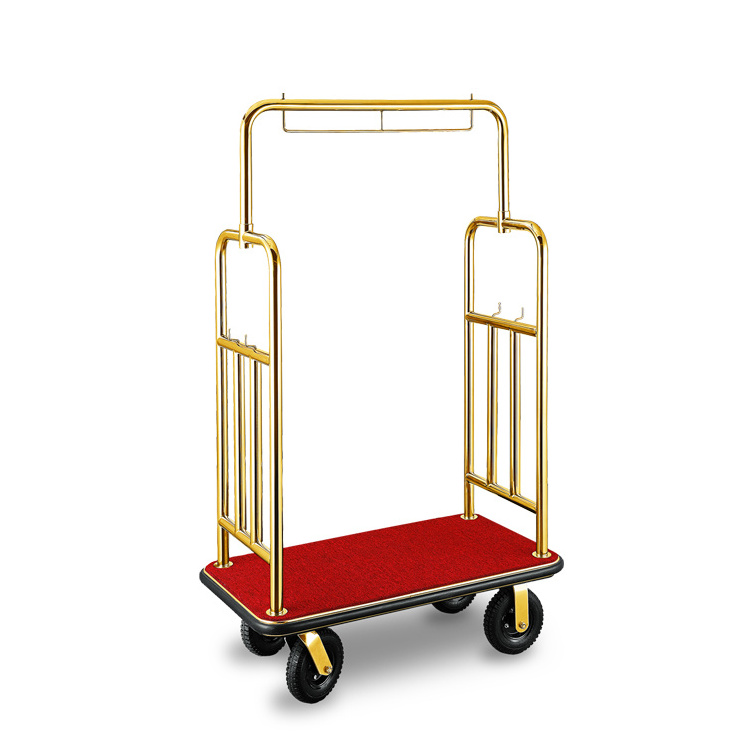 Wholesale commercial 304 Stainless Steel  hotel Titanium Gold  Bellman luggage cart