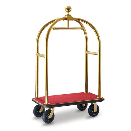 High quality hotel luggage carrier cart/gold luggage trolley with grey carpet/ Bellman hotel trolley