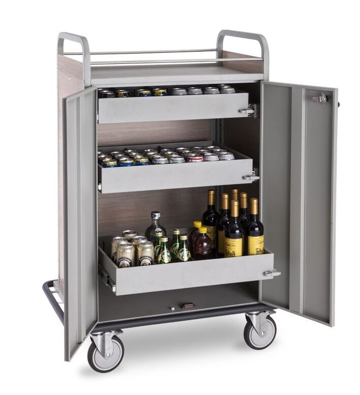 High Quality 5 Star Hotel Steel Beverage Restock Cart Housekeeping Multi-function Trolley