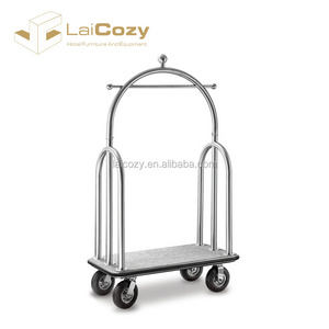 LAICOZY Hotel Stainless Steel Baggage Trolley Lobby Luggage Carrier