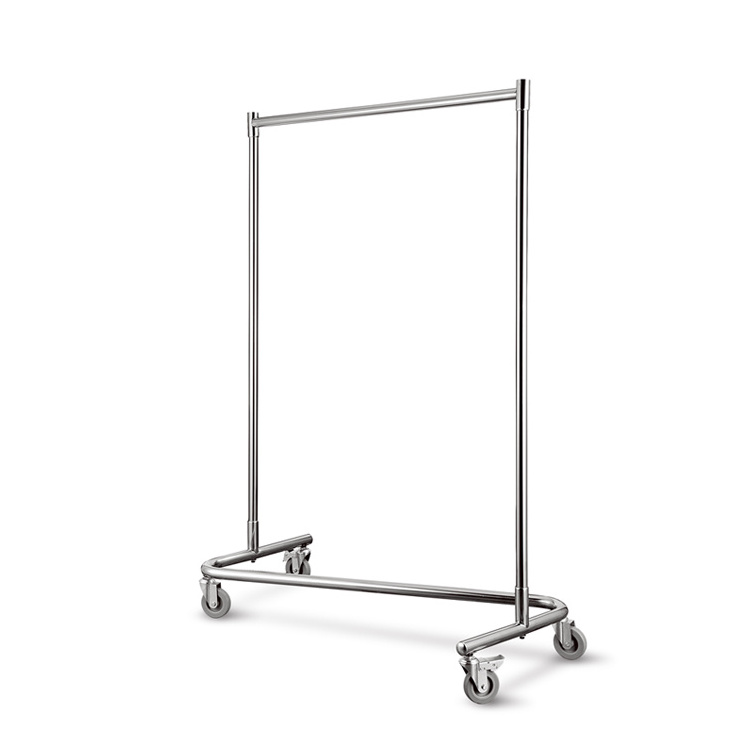 Stainless Steel  Z Hanger Trolley Garment Clothes Rack With Wheels Clothing Display Rack