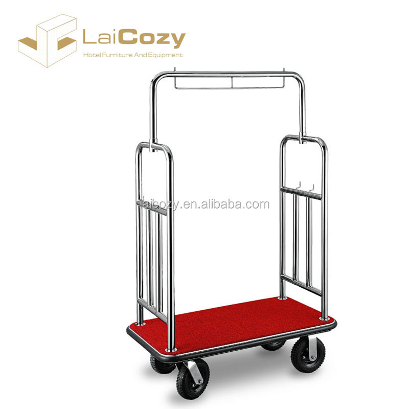 LAICOZY Hotel Stainless Steel Baggage Trolley Lobby Luggage Carrier