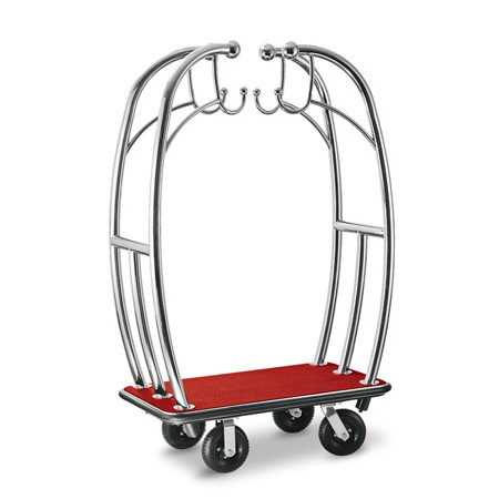 High quality hotel luggage carrier cart/gold luggage trolley with grey carpet/ Bellman hotel trolley