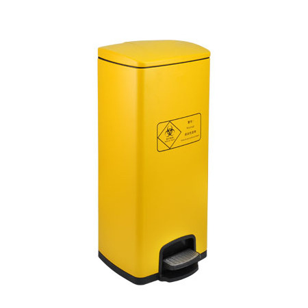 430 Stainless Steel Heavy Duty Dustbin Touchless Trash Can Yellow Hospital Medical Biohazard Waste Bin