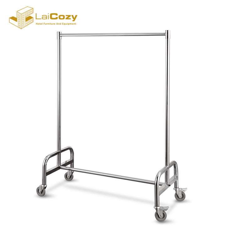 Good Quality Hotel Stainless Steel I Leg Cloth  Hanging Garment Rack Laundry Cart