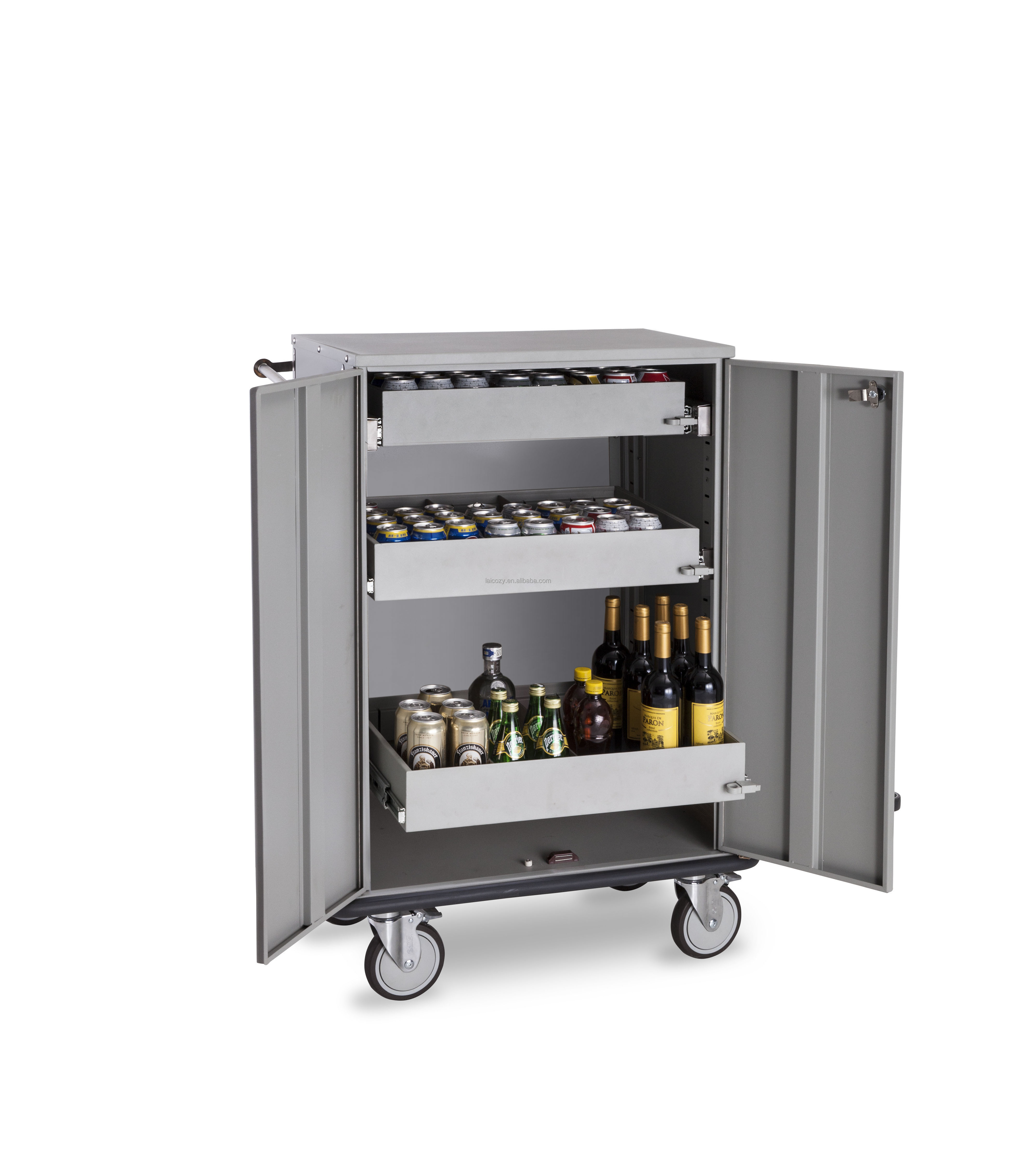 High Quality 5 Star Hotel Steel Beverage Restock Cart Housekeeping Multi-function Trolley