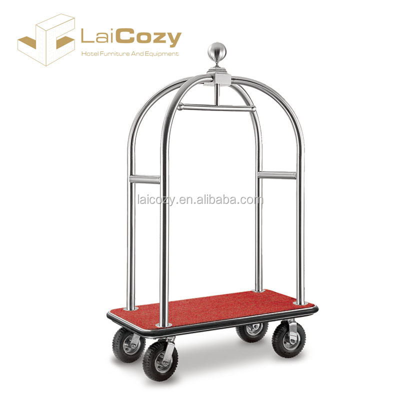 LAICOZY Hotel Stainless Steel Baggage Trolley Lobby Luggage Carrier