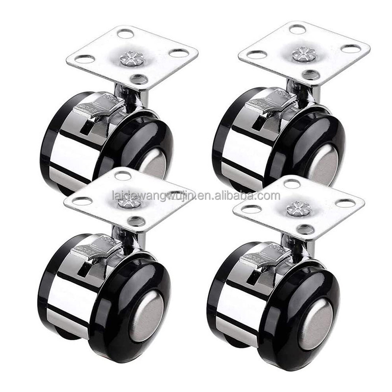 Zinc Alloy Caster Small Mini Side Lock Brake Castor Wheel Zinc Plated Office Chair Caster Wheels