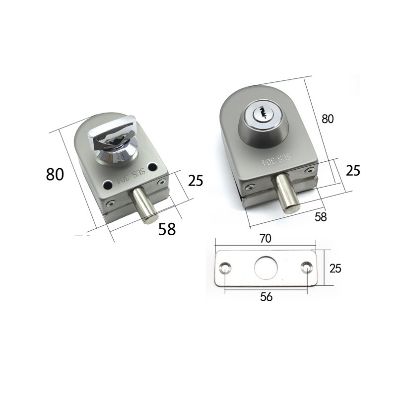 Bathrooms Shower Waterproof Rustproof Frameless glass door locks magnetic lever lock