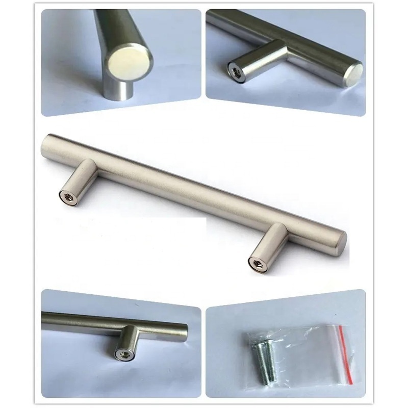 Quality Kitchen Furniture Modern T Bar Door  Drawer Handle Hollow Stainless Steel 128 MM Handle Cabinet Pulls