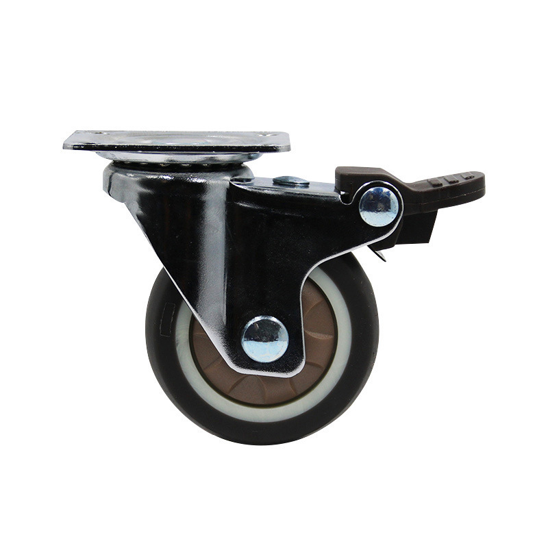 3 Inch Locking Rubber Casters 360 Degree Ball Bearing Swivel Casters No Noise TPR Rubber Wheels