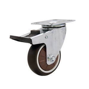 3 Inch Locking Rubber Casters 360 Degree Ball Bearing Swivel Casters No Noise TPR Rubber Wheels