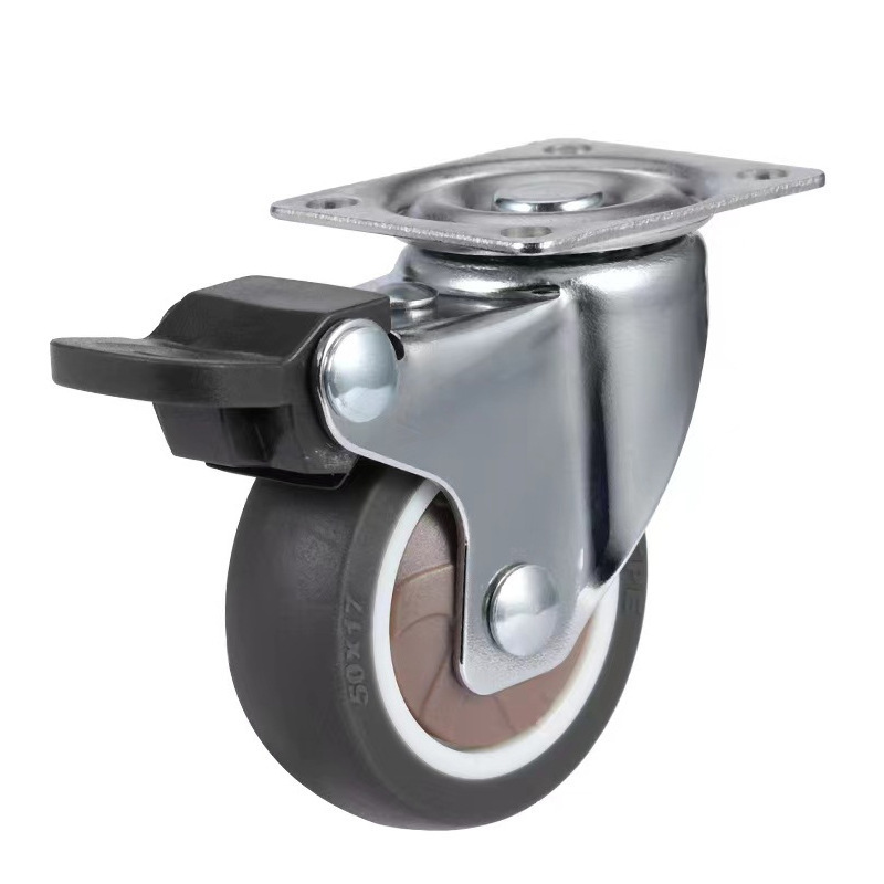 3 Inch Locking Rubber Casters 360 Degree Ball Bearing Swivel Casters No Noise TPR Rubber Wheels