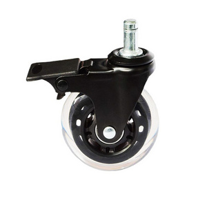 Premium 3 Inch Rubber Caster Wheels Replacement Black Style Swivel Casters With Brake