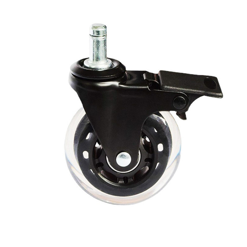 Premium 3 Inch Rubber Caster Wheels Replacement Black Style Swivel Casters With Brake