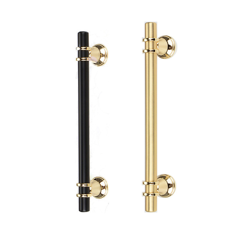 High Quality Round Bar Black Gold Furniture Handle Luxury Cupboard Kitchen Cabinet Pulls Handles