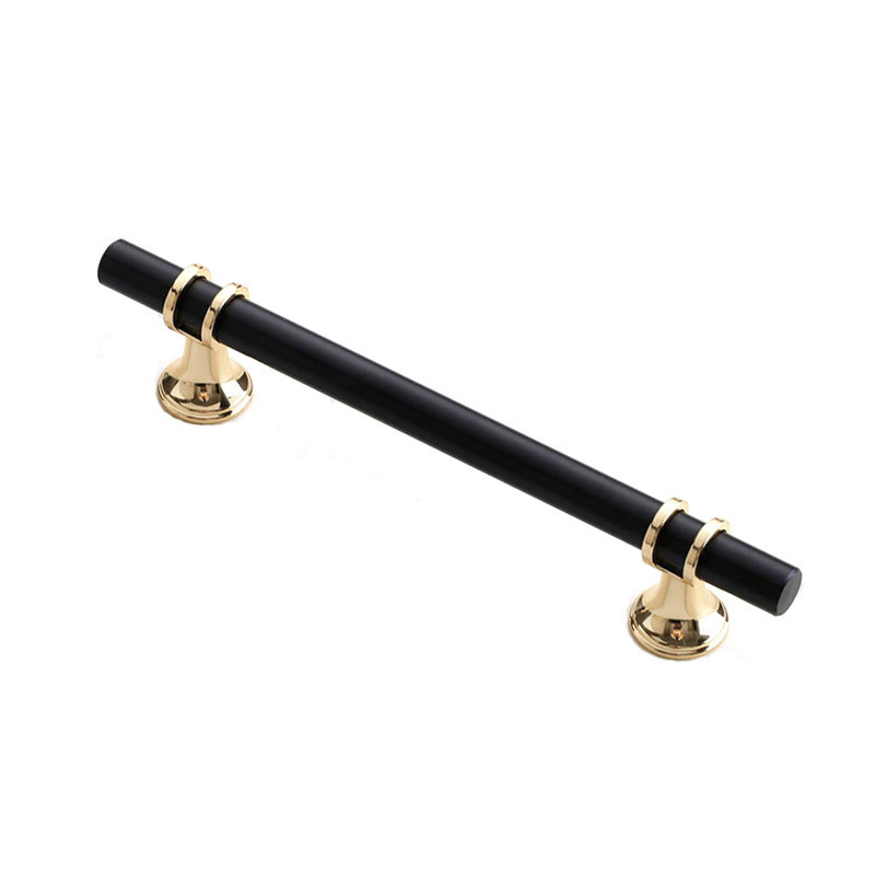 High Quality Round Bar Black Gold Furniture Handle Luxury Cupboard Kitchen Cabinet Pulls Handles