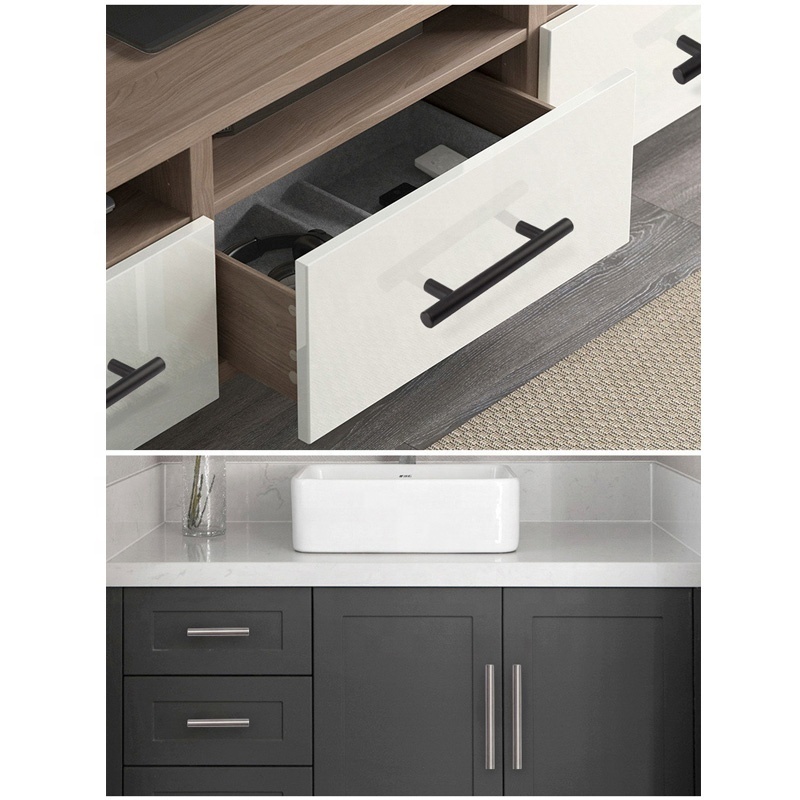 Modern Design Stainless Steel Hollow kitchen cabinet 128 MM handle black cabinet pulls