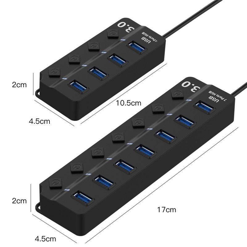 High quality USB HUB 3.0 External 7 Port USB Splitter Usb 30 7 Port Hub With LED Indicator For PC Laptop Mac Notebook Desktop