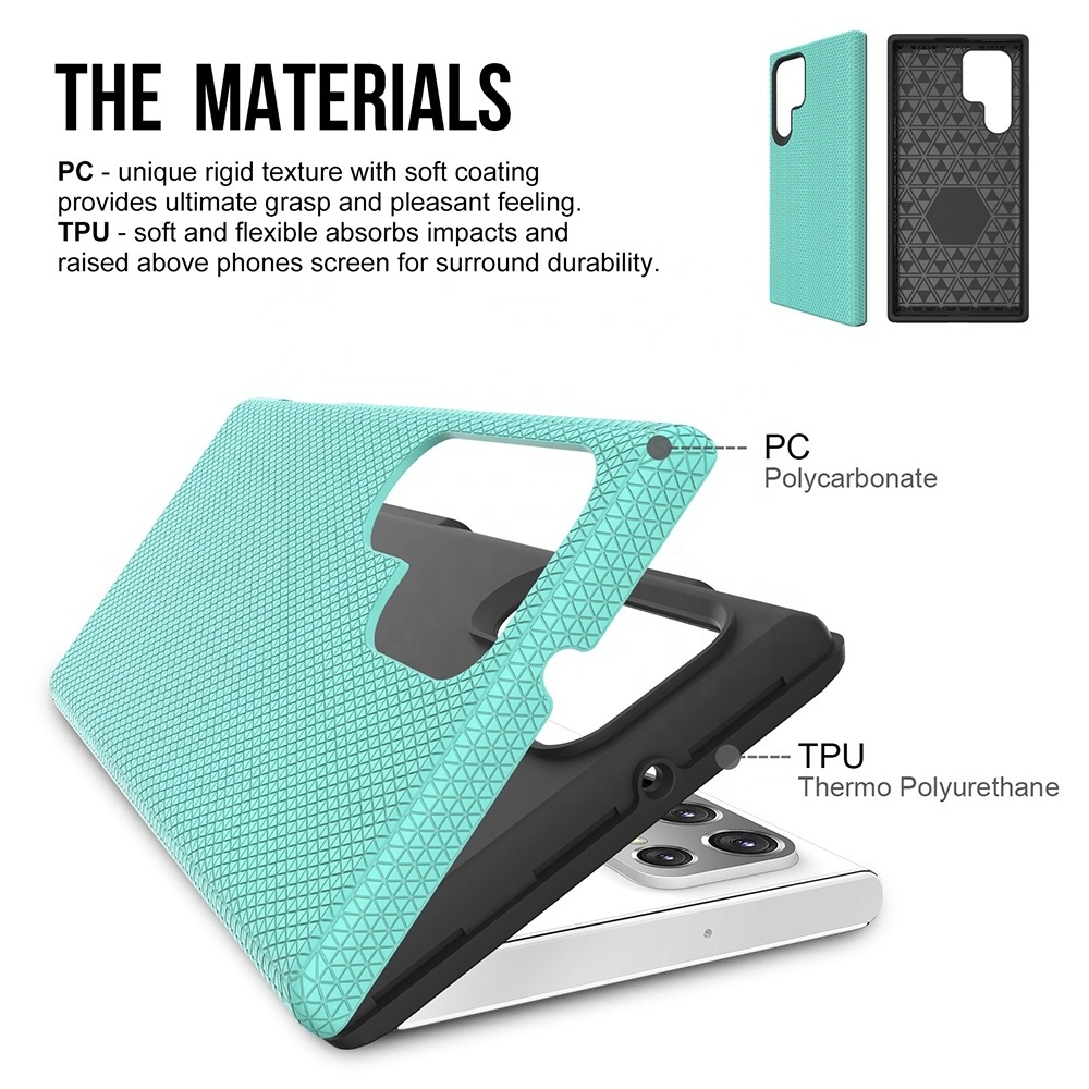 Creative Trendy Triangle Shield Design TPU+PC Anti-fall Phone Case For Samsung Galaxy S21 S22 S23 Plus Ultra