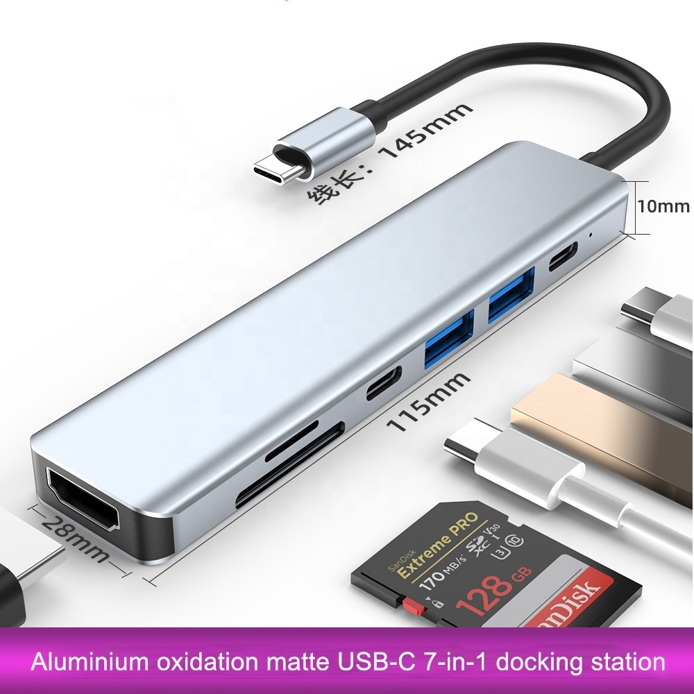 7 In 1 Usb C Hub Type-c To Usb 3.0 2.0 Pd 85w SD TF Docking Station Multifunctional Usb Por Hub Usbc Hub