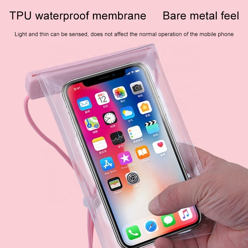 Hot Selling TPU Waterproof Mobile Phone Bag Swim Skiing Touchscreen Diving PVC Waterproof Floating Mobile Pouches