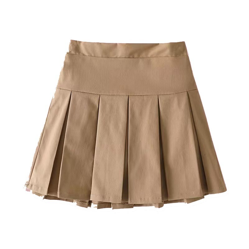 Girls School Uniform Pleated Skirts Khaki School Uniforms Short Skirt